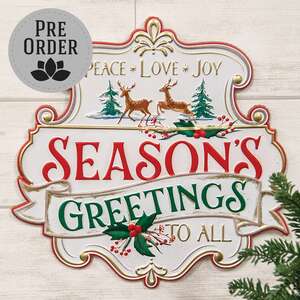Distressed Season's Greetings to All Metal Sign 60513;
