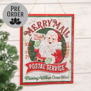 Metal Retro Merry Mail Postal Service Sign 60514Metal Retro Merry Mail Postal Service Sign 60514;