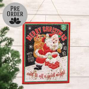 Metal Retro And To All A Good Night Santa Sign 60515;