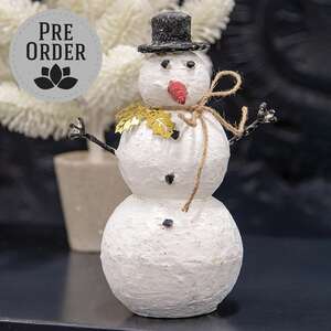 Distressed Metal Crafty Snowman w/Gold Holly Leaves 60516;
