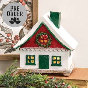 Frosted Winter Tealight Luminary Cottage 60520;