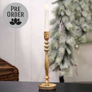 Distressed Gold Finish Candle Stick, 12"H 60523;