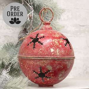 Gleaming Distressed Red Metal Snowflake Jingle Bell, 8.25" x 11.5" 60531;