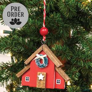 Wooden Christmas Barn Ornament 65389;