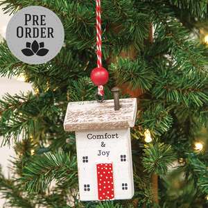 Wooden Comfort & Joy House Ornament 65391;