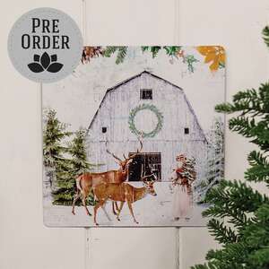 Winter Barn Scene Metal Sign 65397;