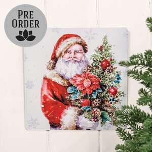 Santa with Christmas Tree Metal Sign 65398;