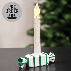 Green and White Striped Candy Taper Holder 65401;