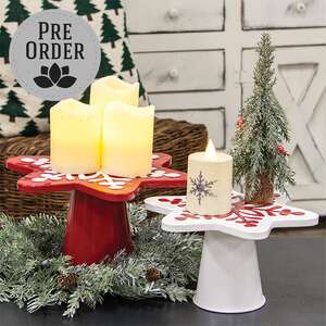 Distressed Metal Snowflake Risers, 2/Set 70208;