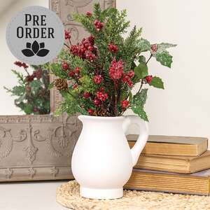 White Ceramic Pitcher, 6" H 70223;