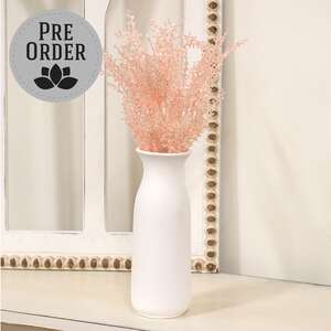 White Ceramic Tall Vase, 9.25" H 70224;