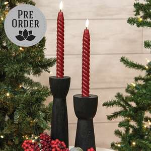 Burgundy Twisty Timer Tapers, 10"H, 2/Set CB23826B;