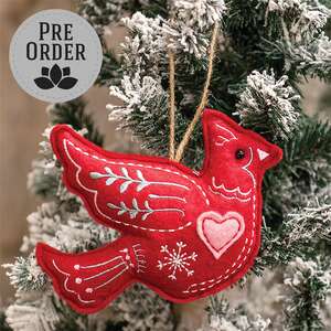 Yuletide Folklore Stuffed Felt Cardinal Ornament CW4023;