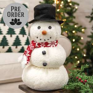 Stuffed Sherpa Snowman In Top Hat & Scarf, 15"H CW4034;