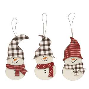 3/Set, Buffalo Check Snowman Hat Ornaments
