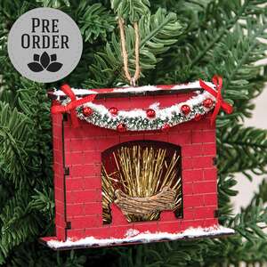 Snowy Winter Wooden Fireplace Ornament LS142505;