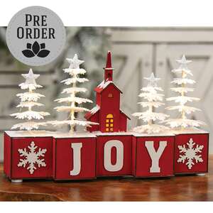 Light Up Frosted Winter Forest & Church on Joy Blocks LS142510;
