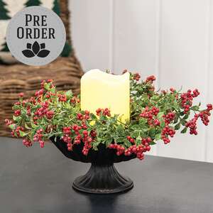 Icy Pepperberry & Leaves Candle Ring, 4.5" QE152546;