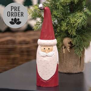 Carved Wood Jingle Bell Santa, 9"H RH232505;