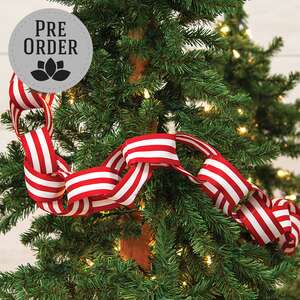 Large Red and White Striped Ribbon Garland, 48"L RJA5630;