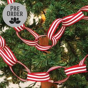 Small Red and White Striped Ribbon Garland, 48"L RJA5631;