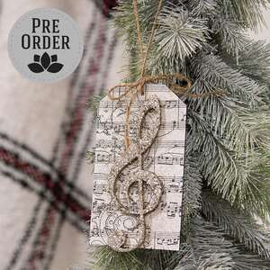 Glittered Treble Clef Tag Ornament SA112553;