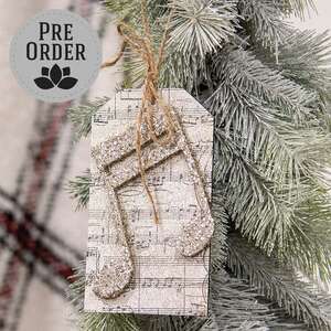 Glittered Music Note Tag Ornament SA112554;