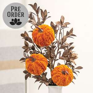 Orange Chenille Pumpkin Trio Spray, 27" SA112569;