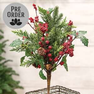 Shimmering Holly Pine & Berries Bush, 17" SA112601;