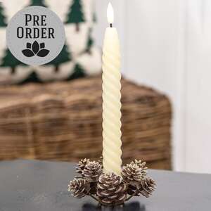 Champagne Frosted Pinecones Candle Ring, 1" SE022501;