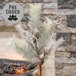 Snowy Bristle Pine & Boughs Pick, 16.5" SH262501;