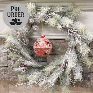 Snowy Bristle Pine & Boughs Wreath, 24" SH262502;