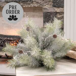 Snowy Bristle Pine & Boughs Half Sphere, 15" SH262503;