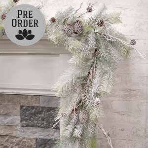Snowy Bristle Pine & Boughs Garland, 6 ft SH262505;