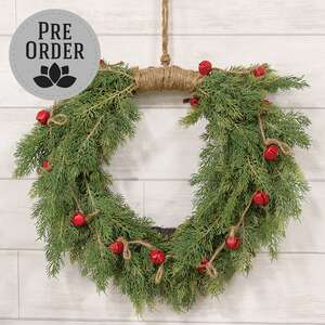 Weeping Cedar & Jute Wreath, 24" SW032505;