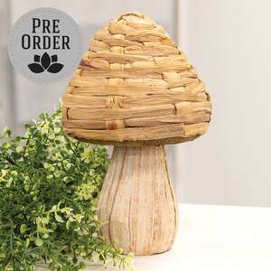Woven Seagrass Mushroom 10"H;