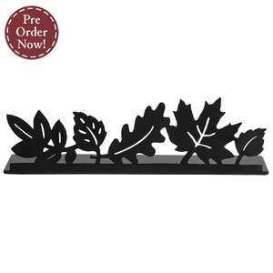 Black Metal Fall Leaves Candle Plate - 2"H