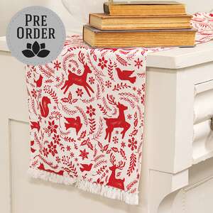 Yuletide Forest & Floral Folklore White Runner 19548B;