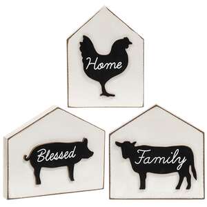 3/Set, Farm Animal Silhouettes House Blocks