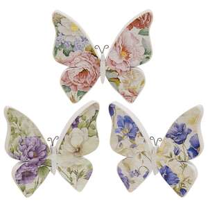 Wooden Vintage Floral Butterfly Sitter - 3 Asstd.