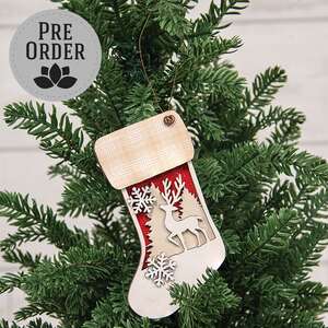 Woodland Deer & Snowflake Stocking Ornament 38781;