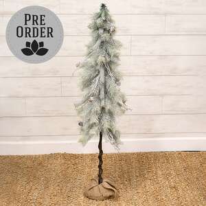 Snowy Bristle Pine & Boughs Tree w/Burlap Base, 45" QE152548;