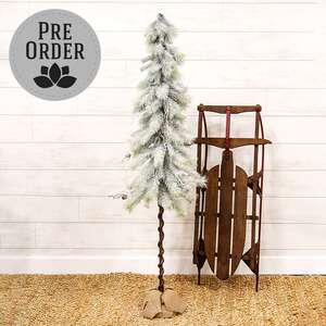 Snowy Bristle Pine & Boughs Tree w/Burlap Base, 56" QE152549;