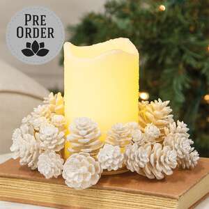 Yuletide Frosted Pinecones Candle Ring, 3" SE022504;