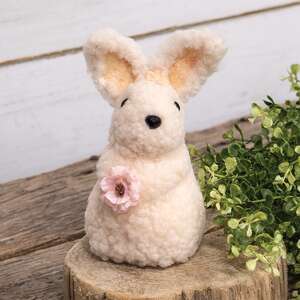 Standing Sherpa Bunny w/Pink Flowers SHN5489;