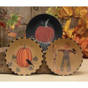 Scarecrow & Pumpkins Plate - 3 asst