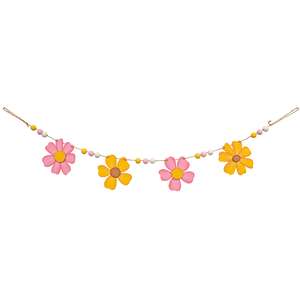 Beaded Spring Flowers Wooden Garland