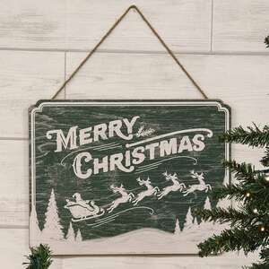Snowy Santa & Sleigh Merry Christmas Sign 38650;