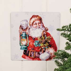 Santa with Lantern Metal Sign 65399;