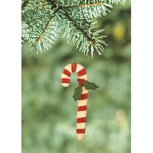 Candy Cane Ornament w/ Holly